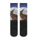 Halloween Flying Witch Cat Print Crew Socks