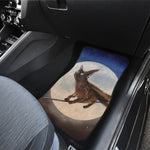 Halloween Flying Witch Cat Print Front and Back Car Floor Mats