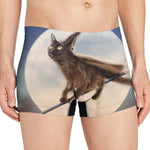 Halloween Flying Witch Cat Print Men's Boxer Briefs