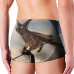 Halloween Flying Witch Cat Print Men's Boxer Briefs