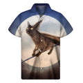 Halloween Flying Witch Cat Print Men's Short Sleeve Shirt