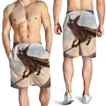 Halloween Flying Witch Cat Print Men's Shorts