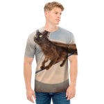Halloween Flying Witch Cat Print Men's T-Shirt