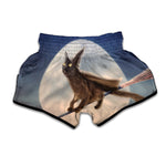 Halloween Flying Witch Cat Print Muay Thai Boxing Shorts