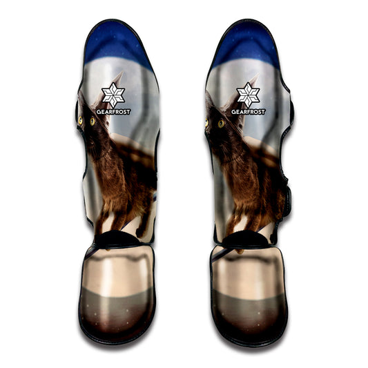Halloween Flying Witch Cat Print Muay Thai Shin Guard