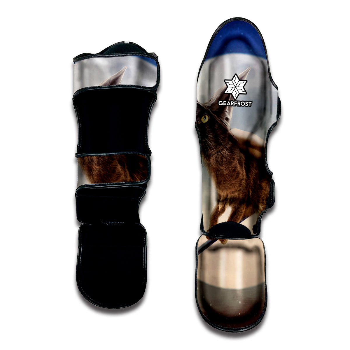 Halloween Flying Witch Cat Print Muay Thai Shin Guard