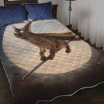 Halloween Flying Witch Cat Print Quilt Bed Set