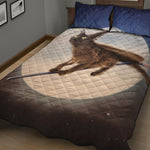 Halloween Flying Witch Cat Print Quilt Bed Set