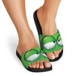 Halloween Frankenstein Face Print Black Slide Sandals