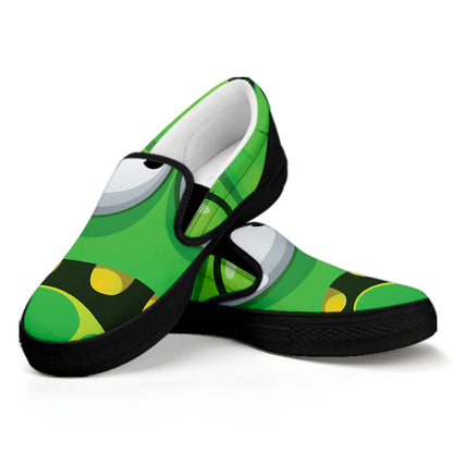 Halloween Frankenstein Face Print Black Slip On Shoes