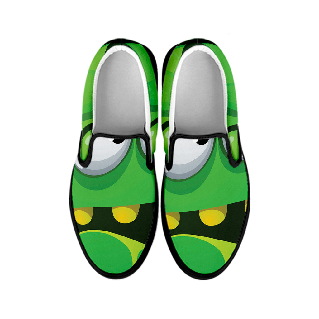 Halloween Frankenstein Face Print Black Slip On Shoes