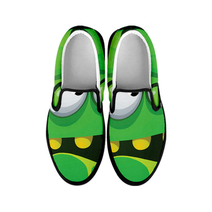 Halloween Frankenstein Face Print Black Slip On Shoes
