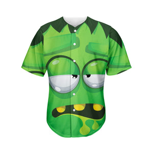 Halloween Frankenstein Face Print Men's Baseball Jersey