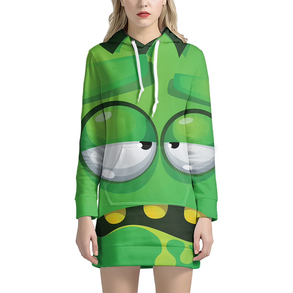 Halloween Frankenstein Face Print Pullover Hoodie Dress