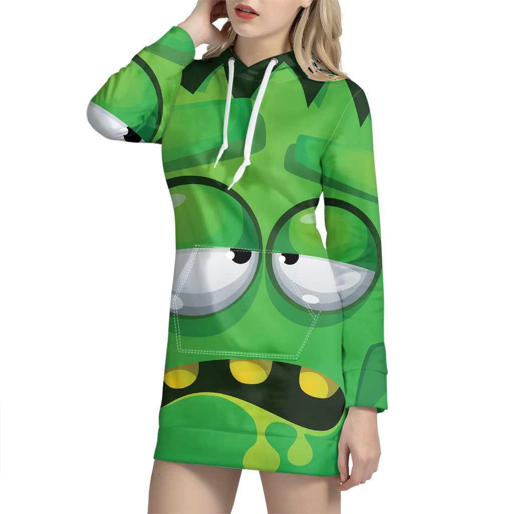 Halloween Frankenstein Face Print Pullover Hoodie Dress