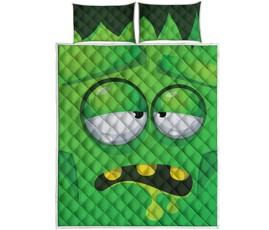 Halloween Frankenstein Face Print Quilt Bed Set