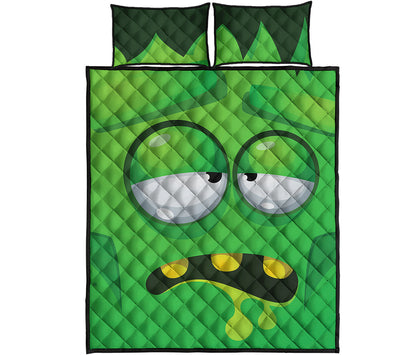 Halloween Frankenstein Face Print Quilt Bed Set