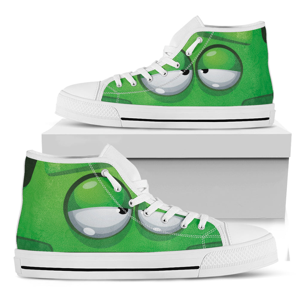 Halloween Frankenstein Face Print White High Top Shoes