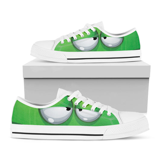 Halloween Frankenstein Face Print White Low Top Shoes