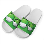 Halloween Frankenstein Face Print White Slide Sandals