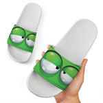 Halloween Frankenstein Face Print White Slide Sandals