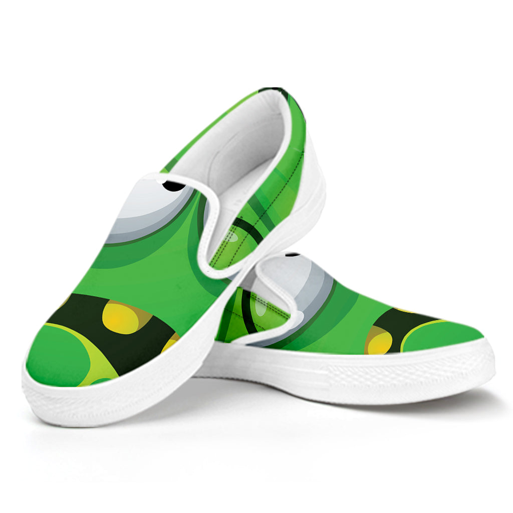 Halloween Frankenstein Face Print White Slip On Shoes