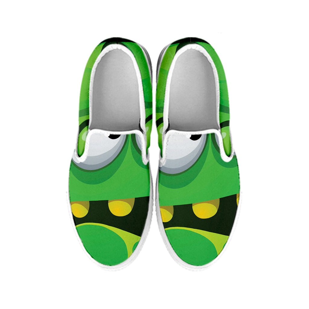 Halloween Frankenstein Face Print White Slip On Shoes