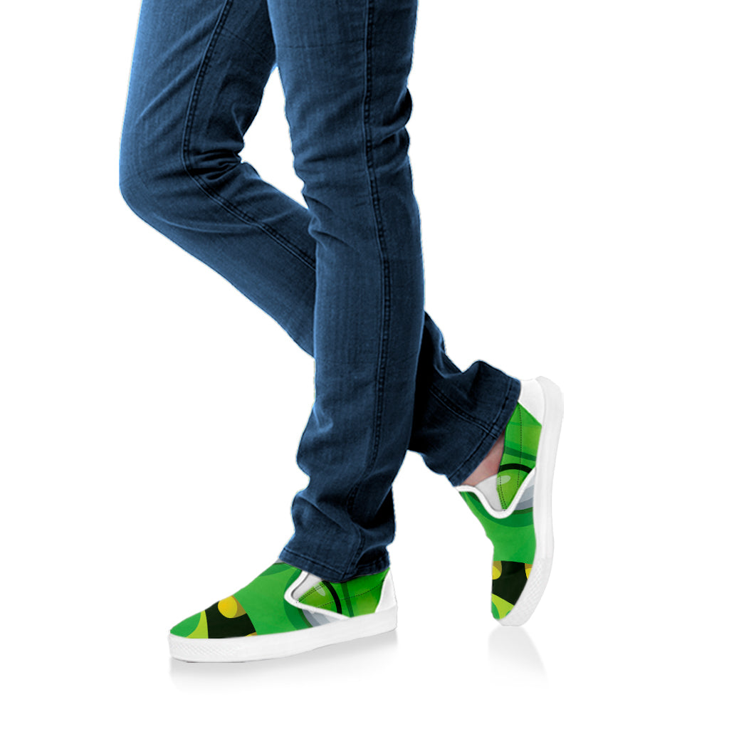Halloween Frankenstein Face Print White Slip On Shoes