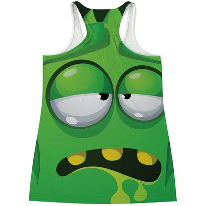 Halloween Frankenstein Face Print Women's Racerback Tank Top