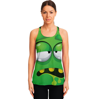 Halloween Frankenstein Face Print Women's Racerback Tank Top