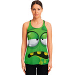 Halloween Frankenstein Face Print Women's Racerback Tank Top