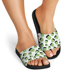 Halloween Frankenstein Pattern Print Black Slide Sandals
