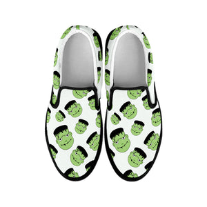 Halloween Frankenstein Pattern Print Black Slip On Shoes