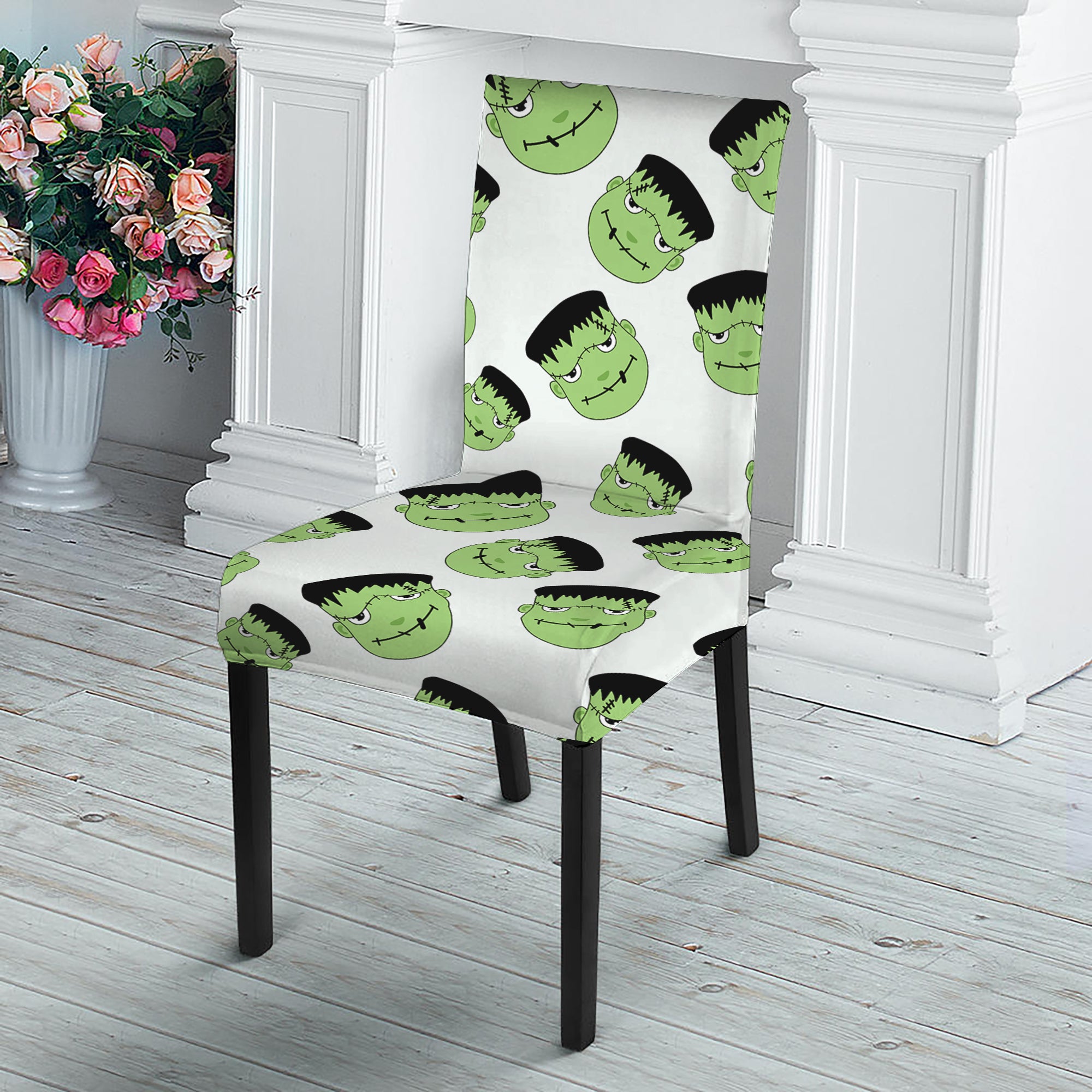 Halloween Frankenstein Pattern Print Dining Chair Slipcover