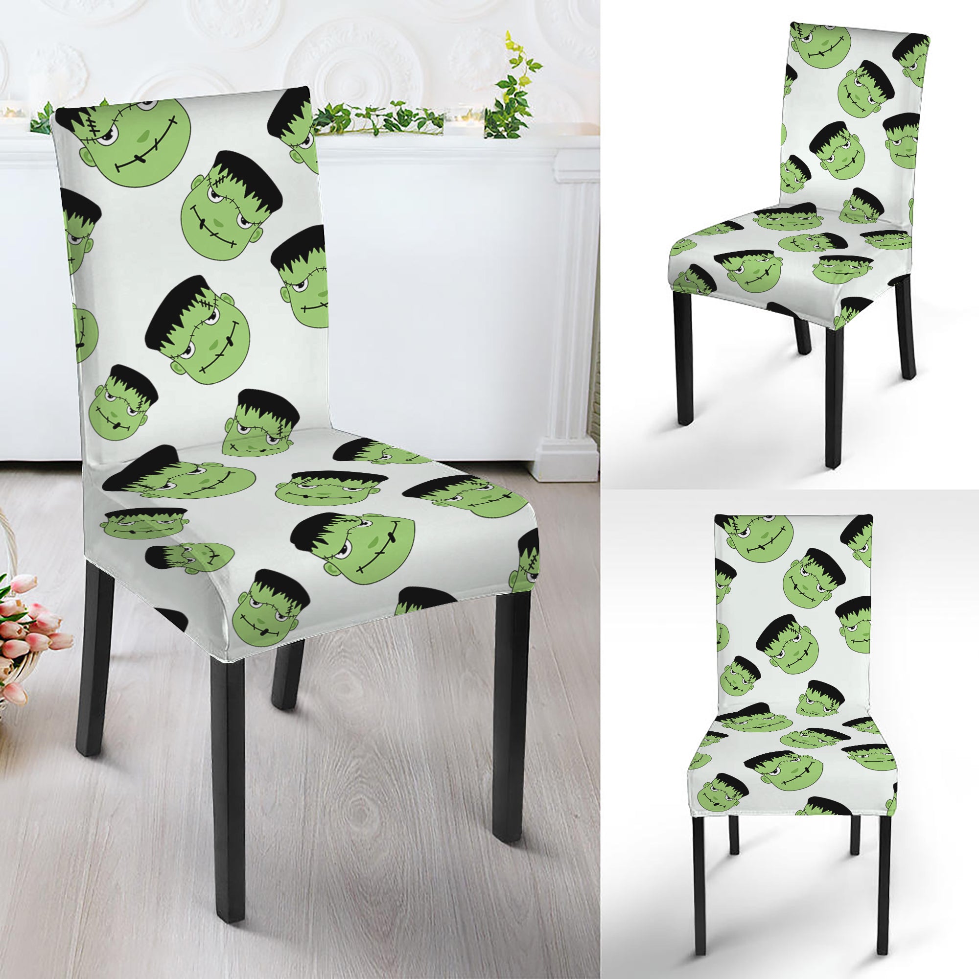 Halloween Frankenstein Pattern Print Dining Chair Slipcover