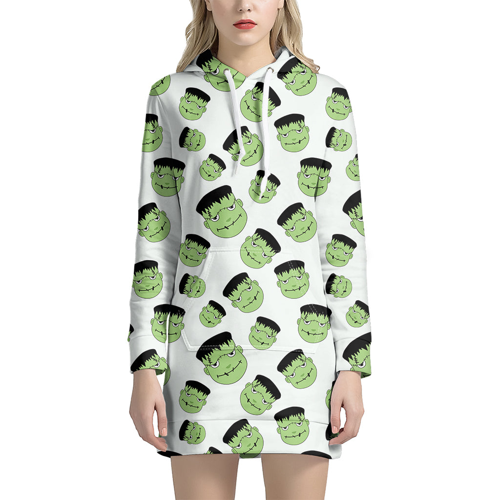 Halloween Frankenstein Pattern Print Hoodie Dress