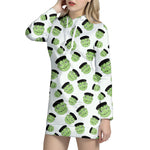 Halloween Frankenstein Pattern Print Hoodie Dress