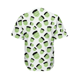 Halloween Frankenstein Pattern Print Men's Baseball Jersey