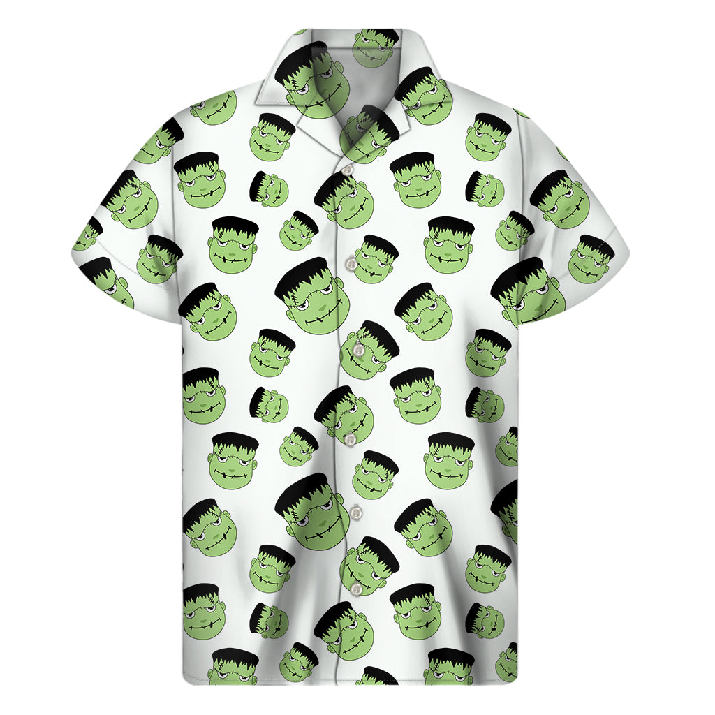 Halloween Frankenstein Pattern Print Men's Short Sleeve Shirt