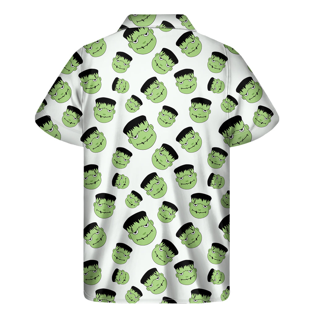 Halloween Frankenstein Pattern Print Men's Short Sleeve Shirt