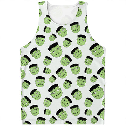 Halloween Frankenstein Pattern Print Men's Tank Top