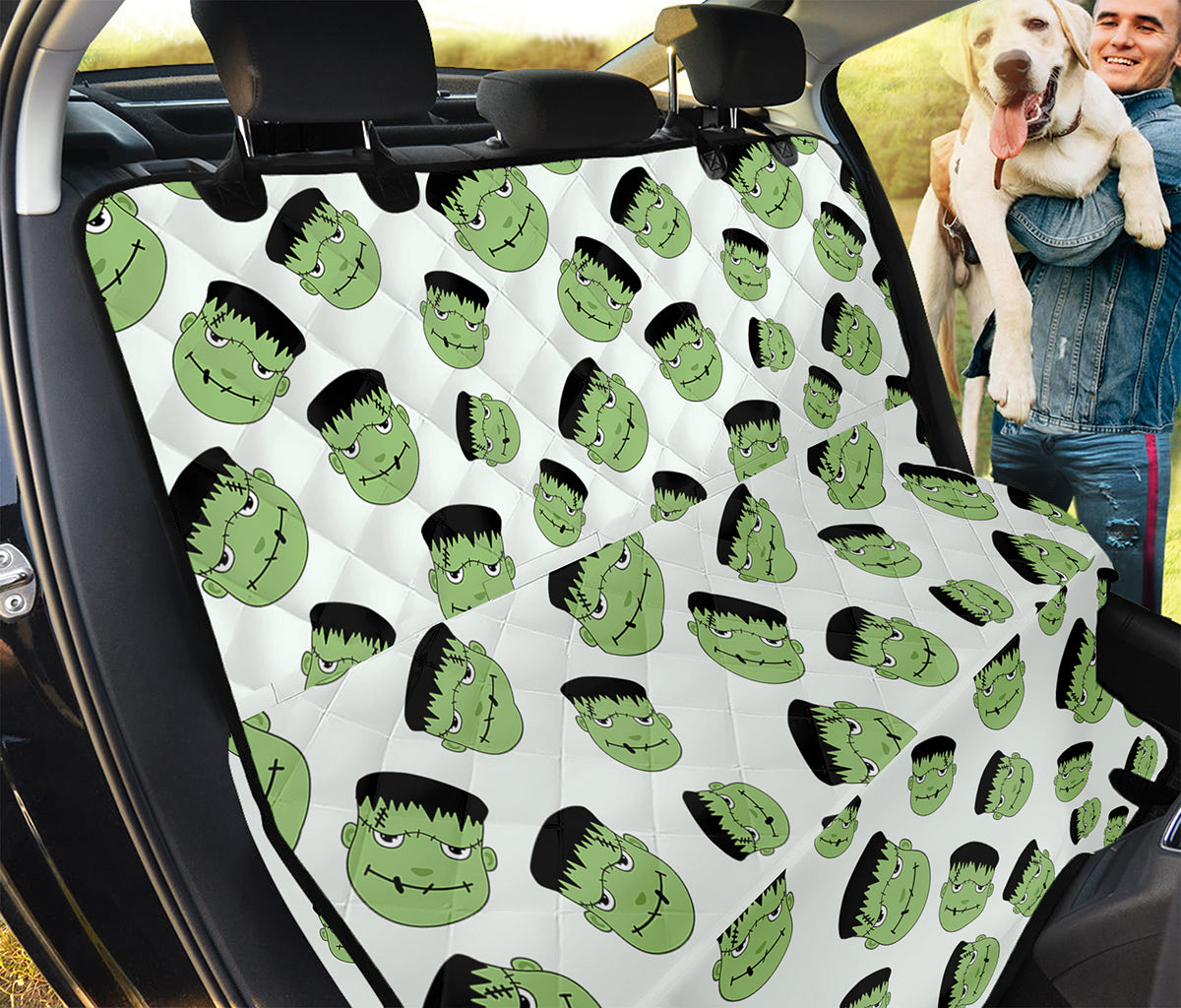 Halloween Frankenstein Pattern Print Pet Car Back Seat Cover