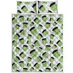 Halloween Frankenstein Pattern Print Quilt Bed Set