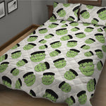 Halloween Frankenstein Pattern Print Quilt Bed Set