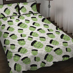 Halloween Frankenstein Pattern Print Quilt Bed Set