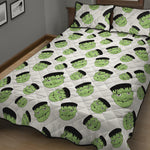Halloween Frankenstein Pattern Print Quilt Bed Set
