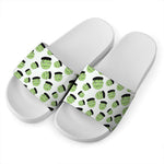 Halloween Frankenstein Pattern Print White Slide Sandals