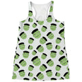 Halloween Frankenstein Pattern Print Women's Racerback Tank Top