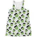 Halloween Frankenstein Pattern Print Women's Racerback Tank Top