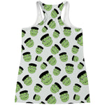 Halloween Frankenstein Pattern Print Women's Racerback Tank Top